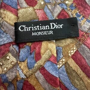 Christian Dior Monsieur Necktie Men's Abstract Mosaic Multicolor All Silk